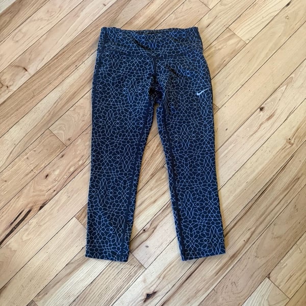 Nike Starglass Epic Run Crop Size XS Black Blue Patterned Running Tights