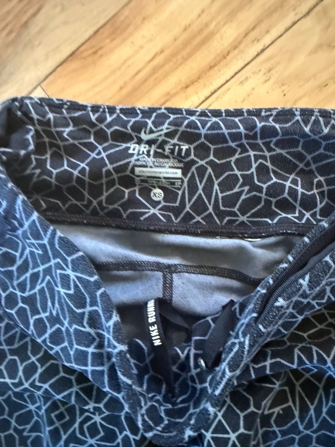 Nike Starglass Epic Run Crop Size XS Black Blue Patterned Running Tights 4