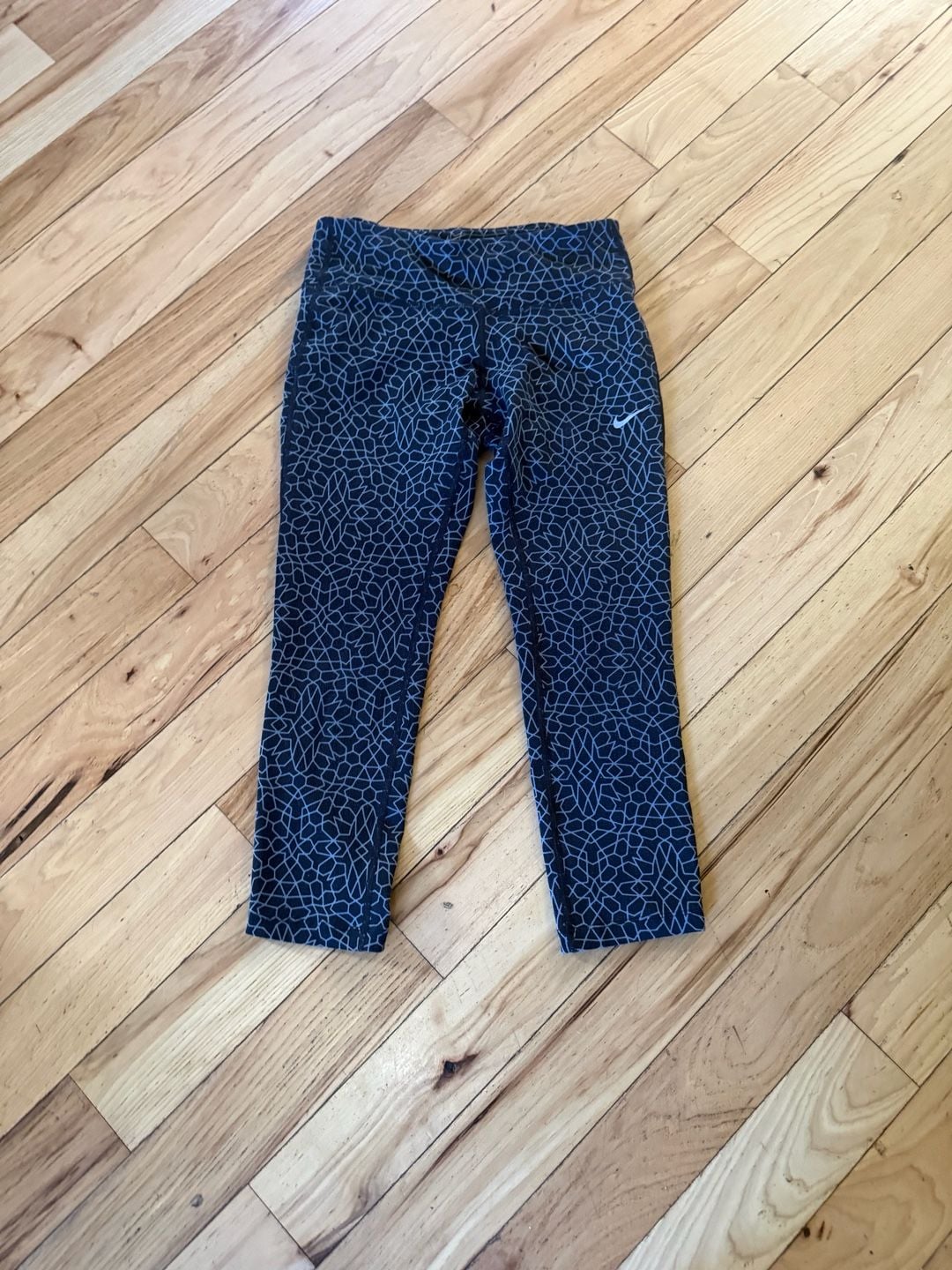 Nike Starglass Epic Run Crop Size XS Black Blue Patterned Running Tights 7