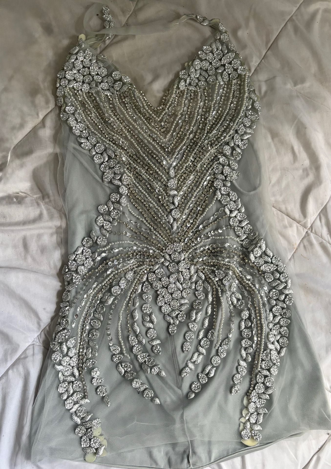 Crystal Mesh Mini birthday Dress Silver Rhinestone 2