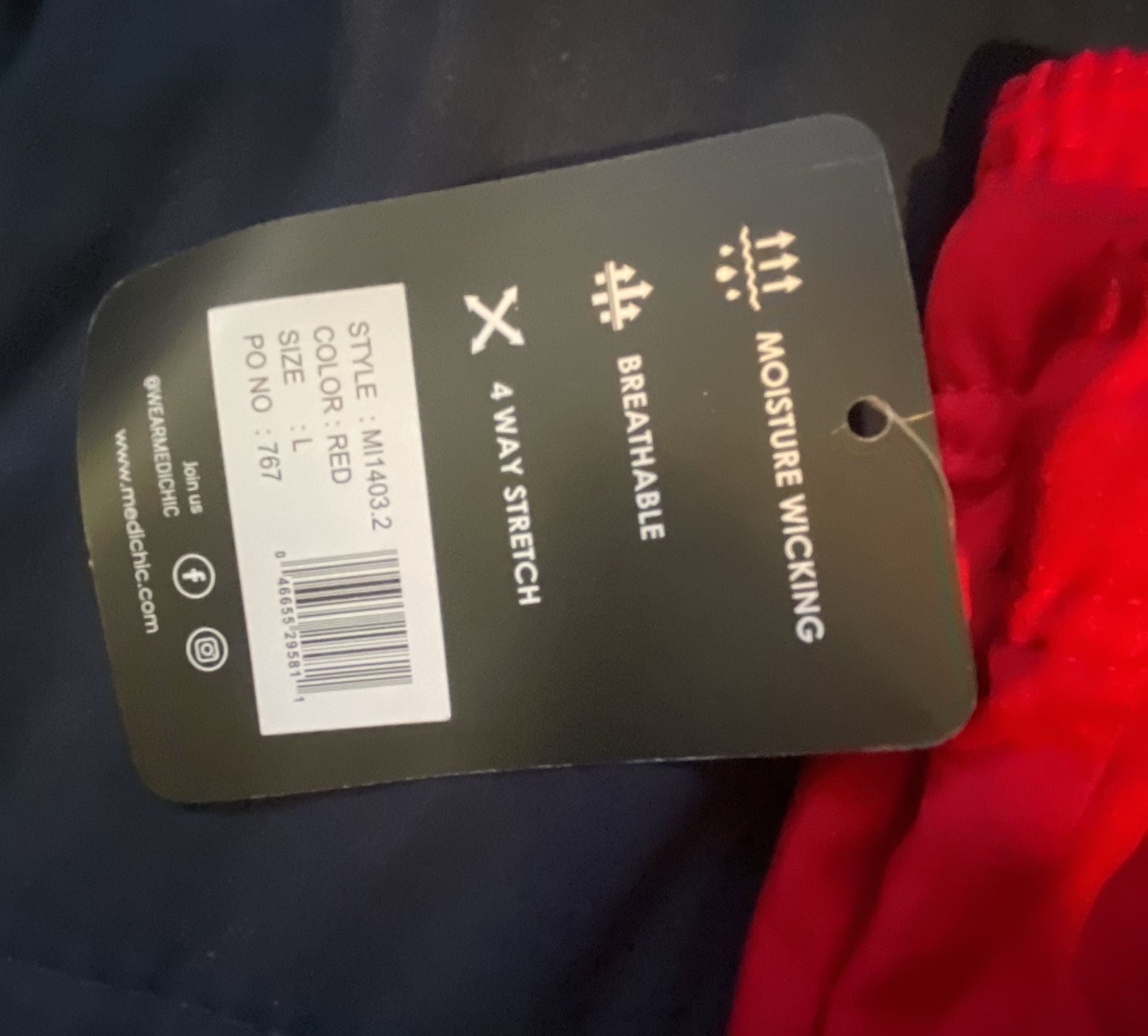 Medichic Scrub Pants Size L Red Moisture Wicking 4 Way Stretch Joggers 2