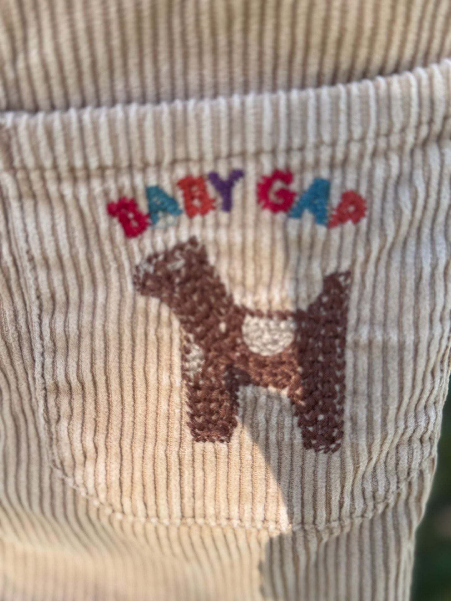 Vintage Baby Gap Exploration Corduroy Overalls 12-18 mths Tan Dog Embroidery ASIS 4