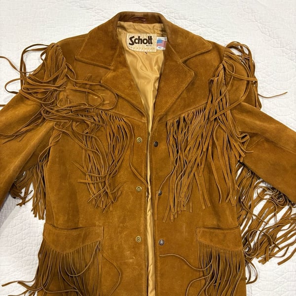 Vintage Schott NYC Suede Fringe Jacket Men’s 40 Brown Western Made in USA