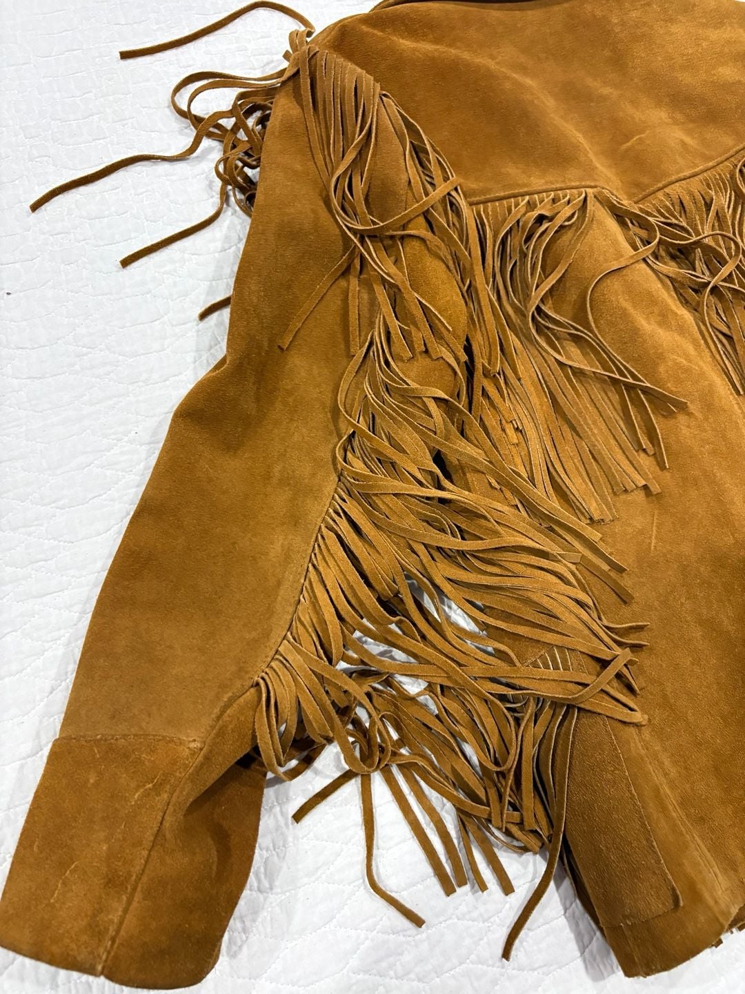 Vintage Schott NYC Suede Fringe Jacket Men’s 40 Brown Western Made in USA 10