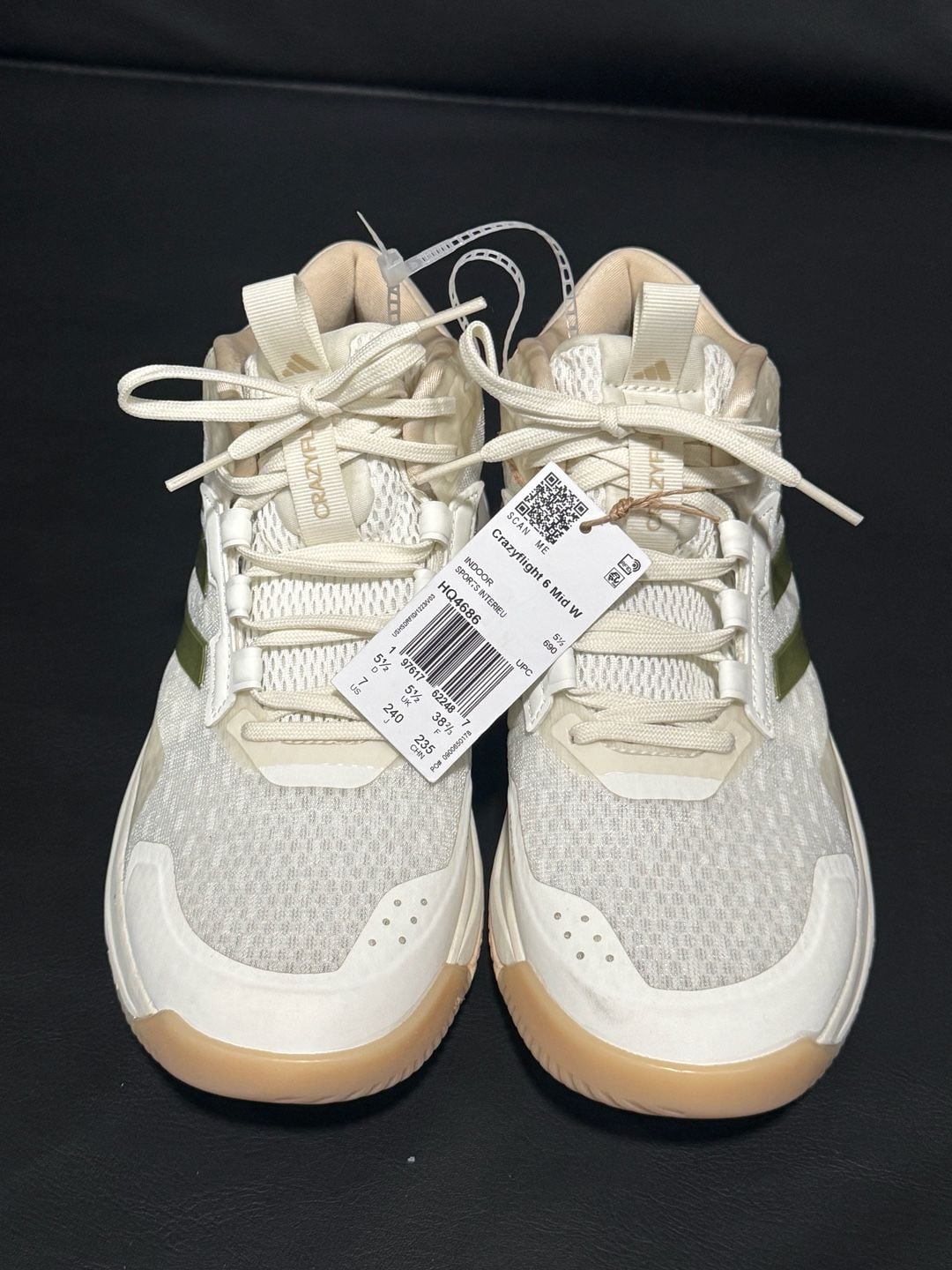 Adidas Crazyflight 6 Mid W Women’s Size 7 Off White Gold Metallic NEW 3
