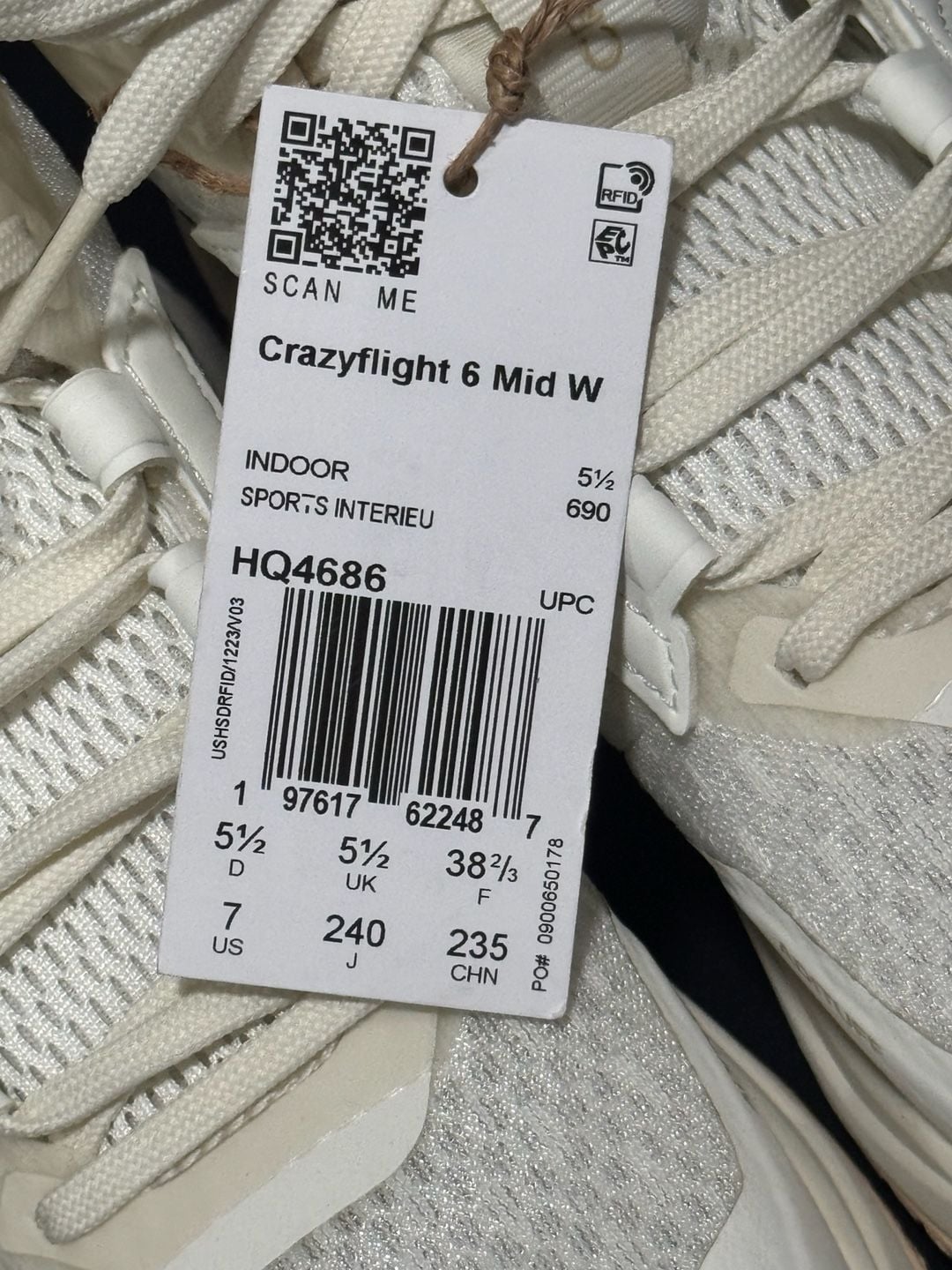 Adidas Crazyflight 6 Mid W Women’s Size 7 Off White Gold Metallic NEW 4