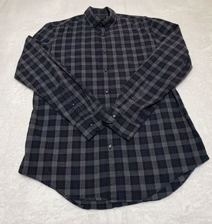 Zara Man Slim Fit Blue And Grey Plaid Long Sleeve Button Down Shirt 6