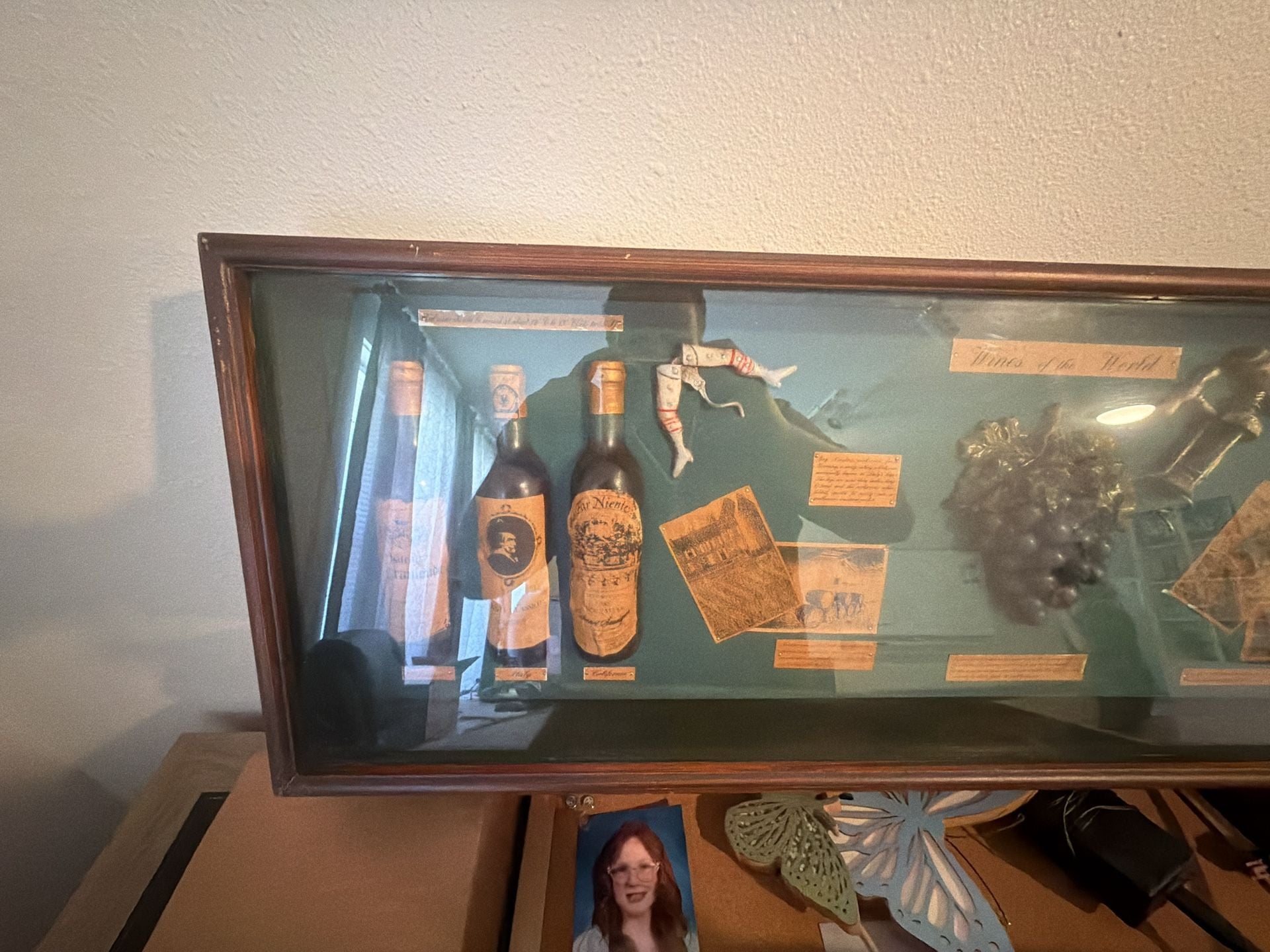 Vintage Wines of the World Shadow Box Wooden Display great condition 4
