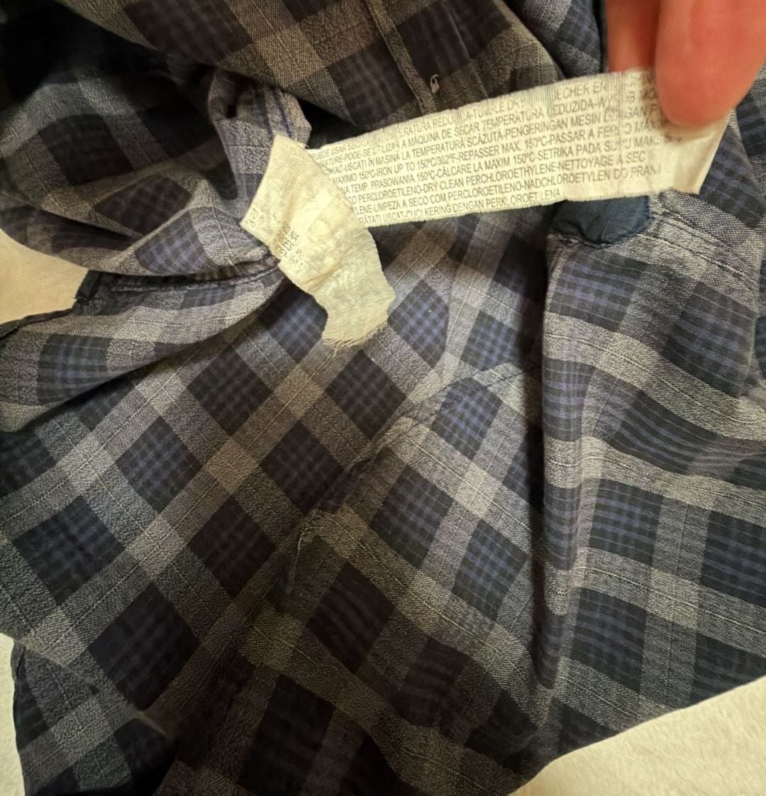 Zara Man Slim Fit Blue And Grey Plaid Long Sleeve Button Down Shirt 9
