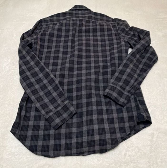 Zara Man Slim Fit Blue And Grey Plaid Long Sleeve Button Down Shirt 11