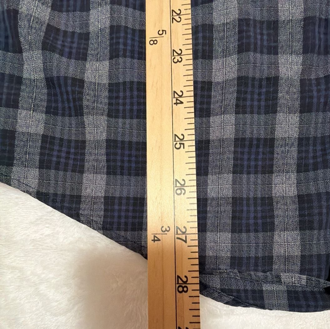 Zara Man Slim Fit Blue And Grey Plaid Long Sleeve Button Down Shirt 13