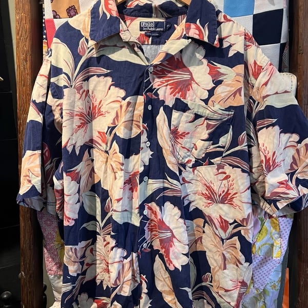 Polo By Ralph Lauren Aloha Shirt XL Botanical Floral Print