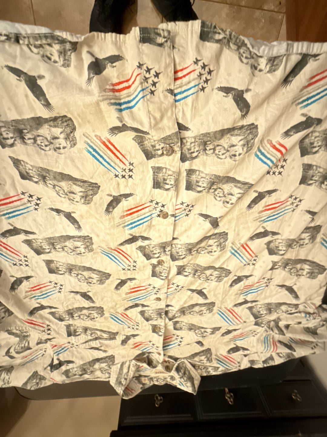 RedHead Short Sleeve Button Up Shirt Size 3XL Patriotic Print 4