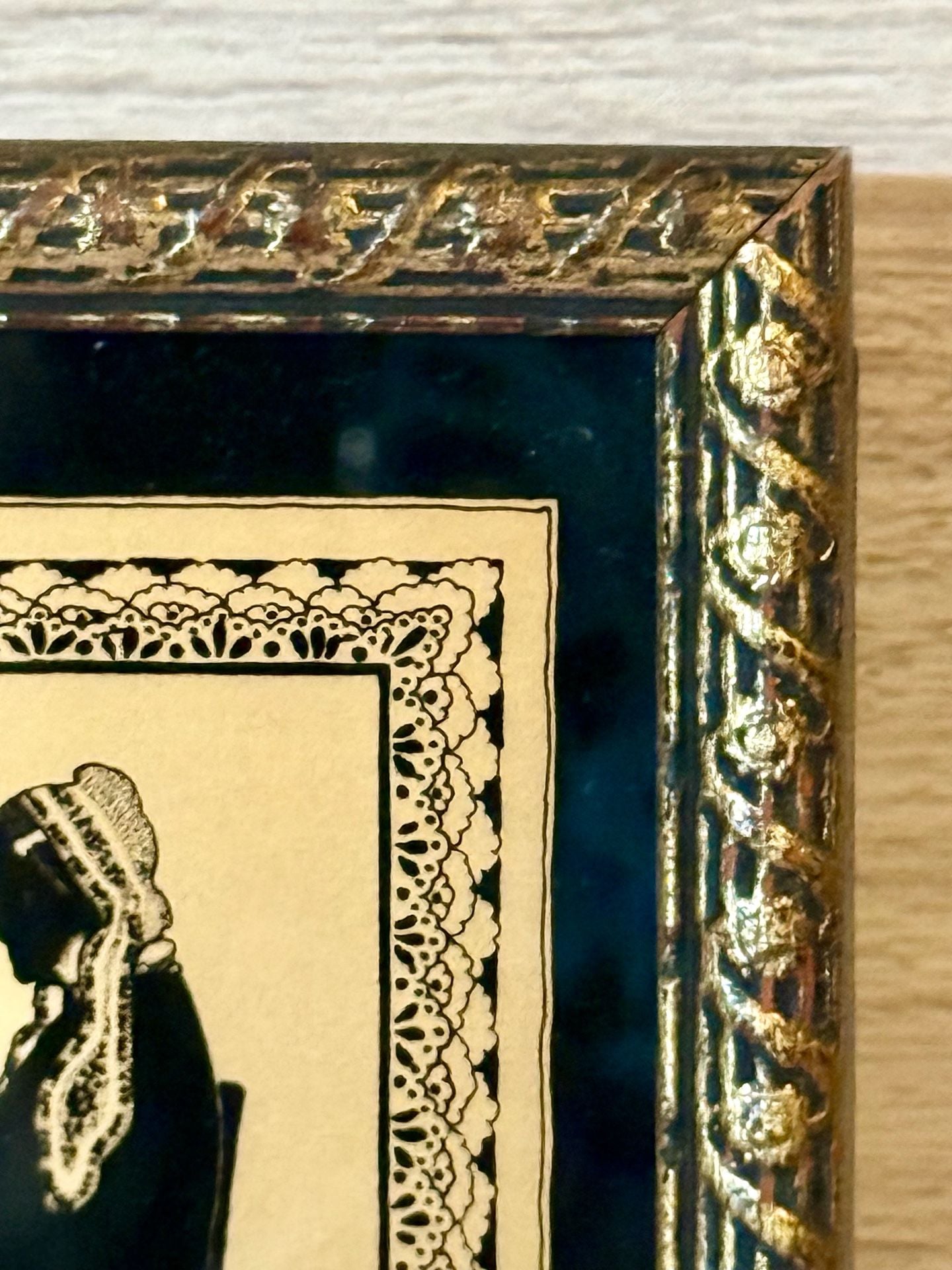 Whistlers Mother Silhouette Picture Wood Frame Floral Silver NRA Code 5.75x7.75" 2