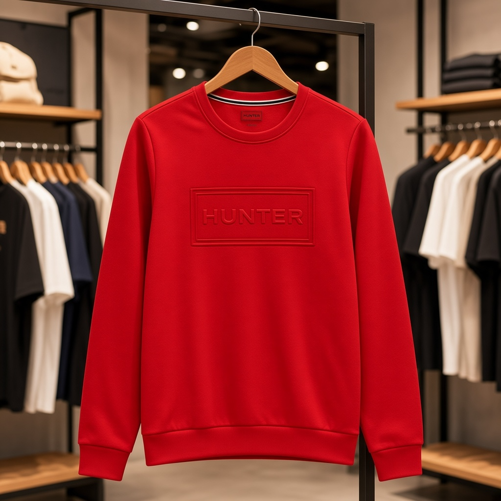 Hunter Women’s Embossed Pullover Size L Red Sweatshirt (NWT) 2