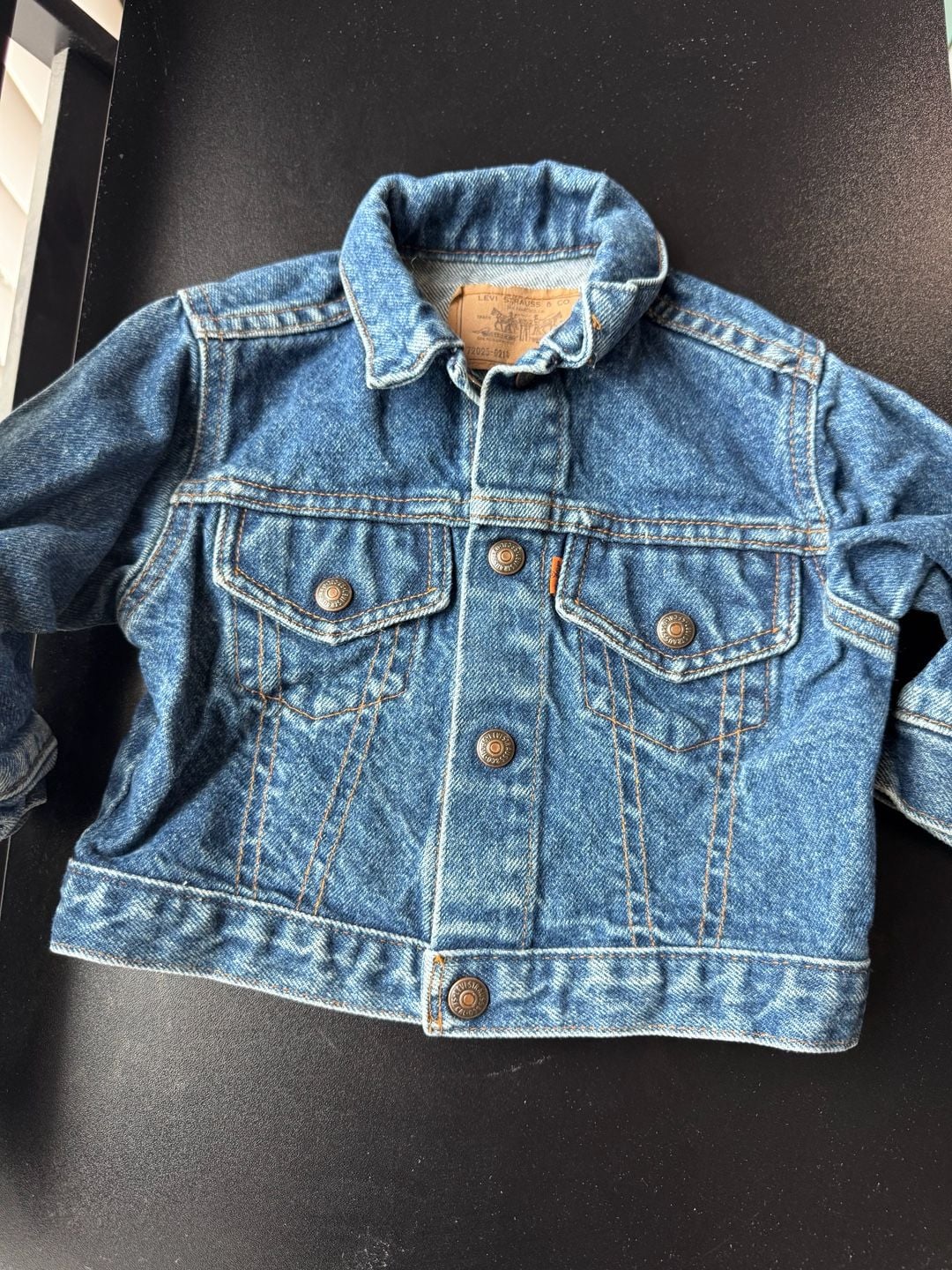 Levi's Denim Jacket Size 3T Orange Tab Vintage Made in USA 2