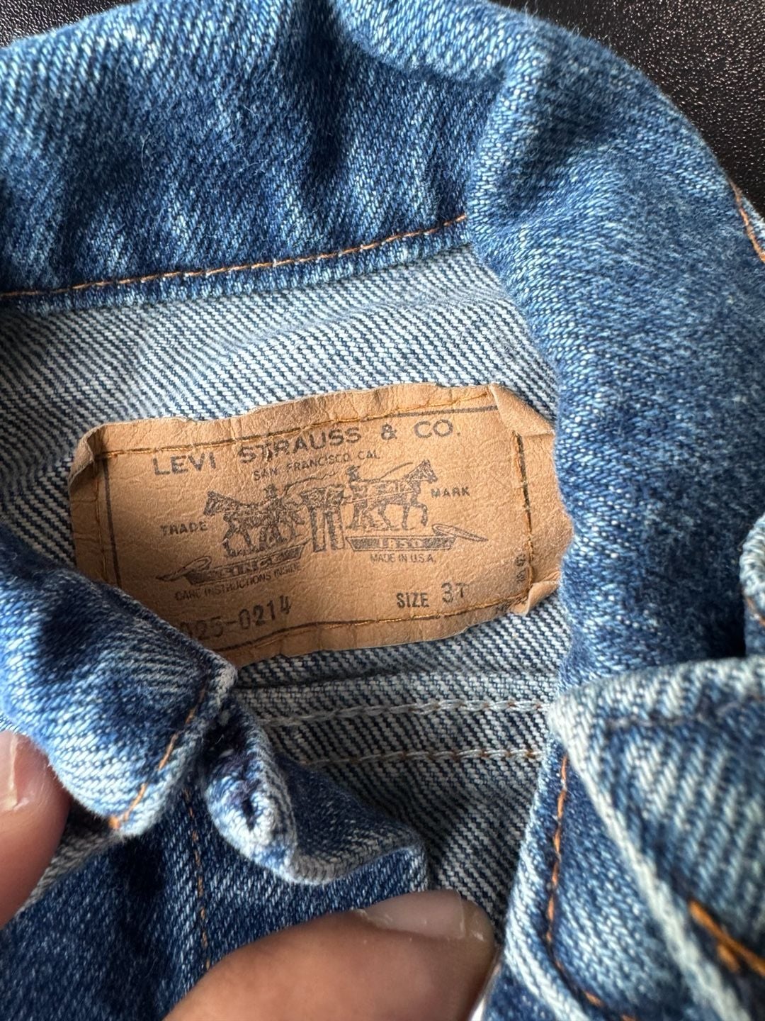 Levi's Denim Jacket Size 3T Orange Tab Vintage Made in USA 3