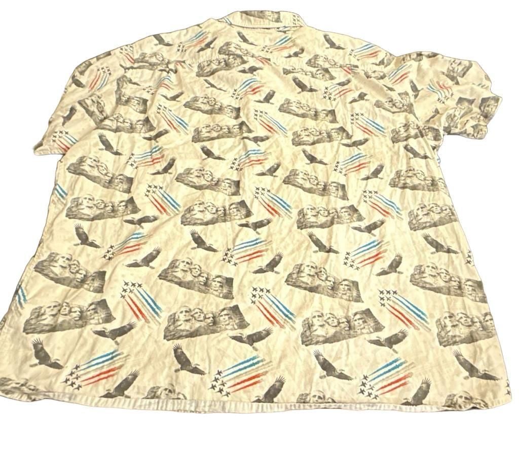 RedHead Short Sleeve Button Up Shirt Size 3XL Patriotic Print 5