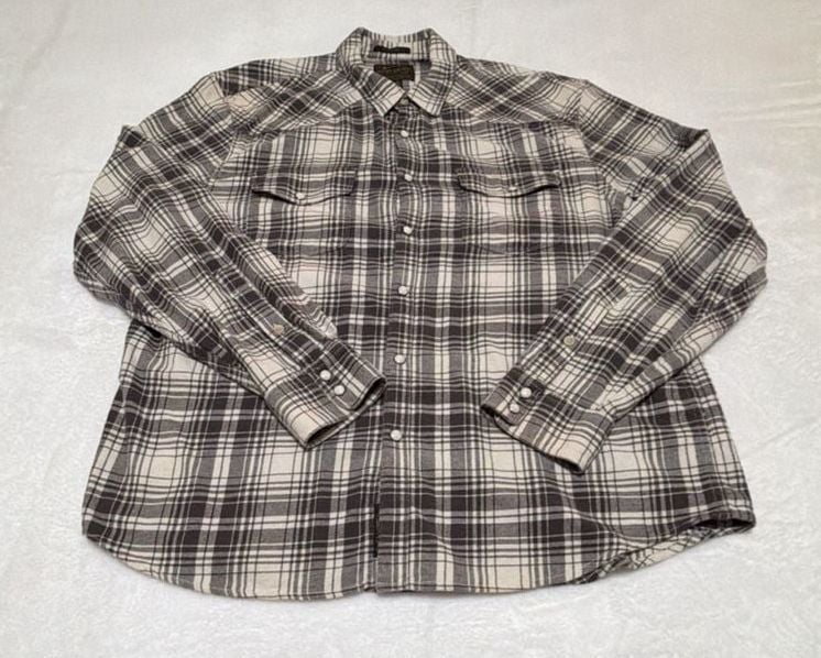 Lucky Brand Men's Black and White Plaid Long Sleeve Western Shirt 3