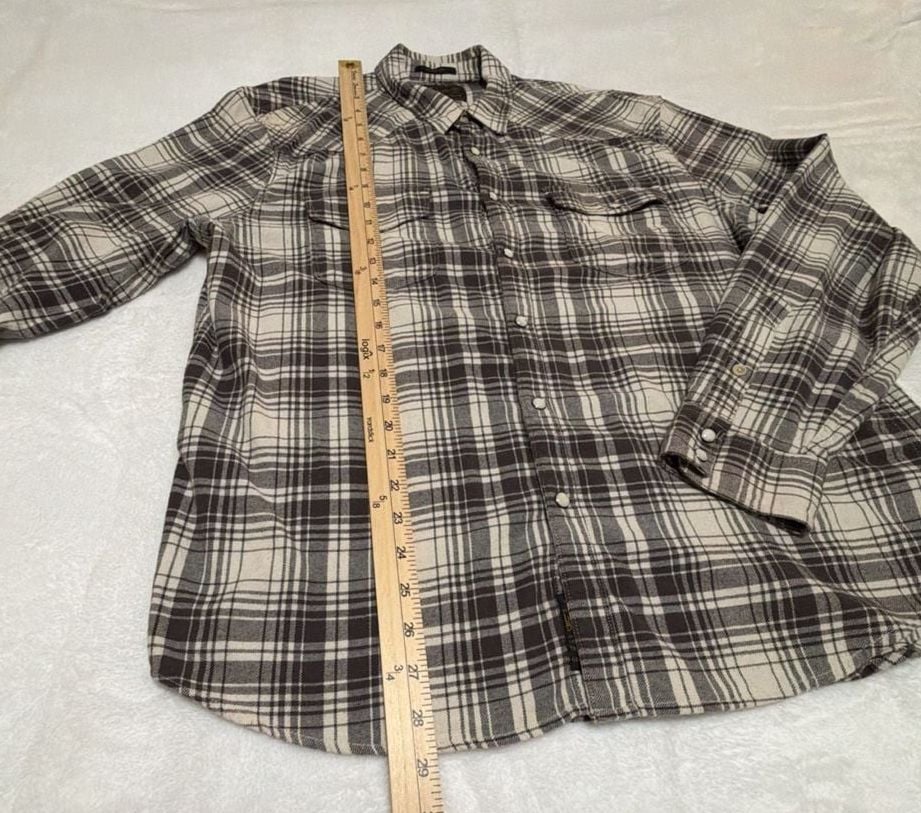 Lucky Brand Men's Black and White Plaid Long Sleeve Western Shirt 5