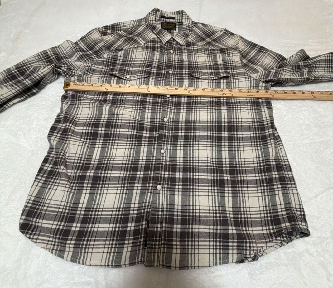 Lucky Brand Men's Black and White Plaid Long Sleeve Western Shirt 9