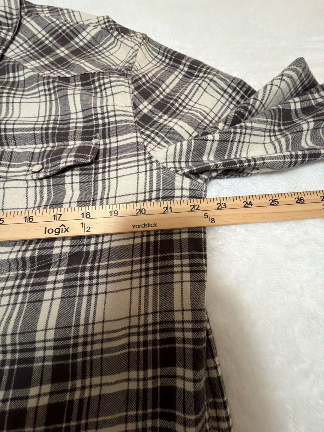 Lucky Brand Men's Black and White Plaid Long Sleeve Western Shirt 10