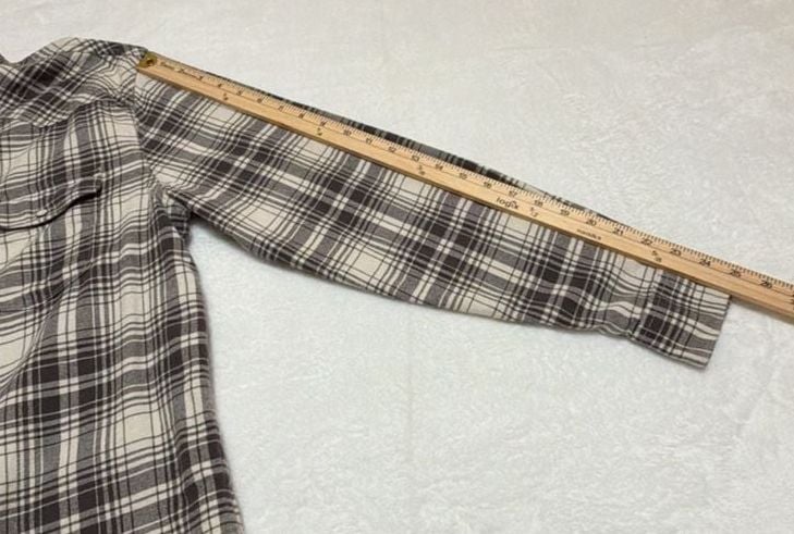 Lucky Brand Men's Black and White Plaid Long Sleeve Western Shirt 18