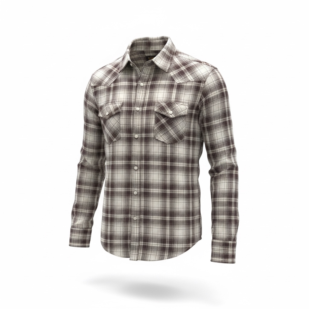 Lucky Brand Men's Black and White Plaid Long Sleeve Western Shirt 2