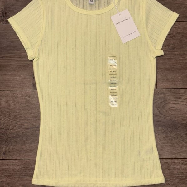 Free Assembly Pointelle Mini Tee Size XS (0-2) Yellow Light