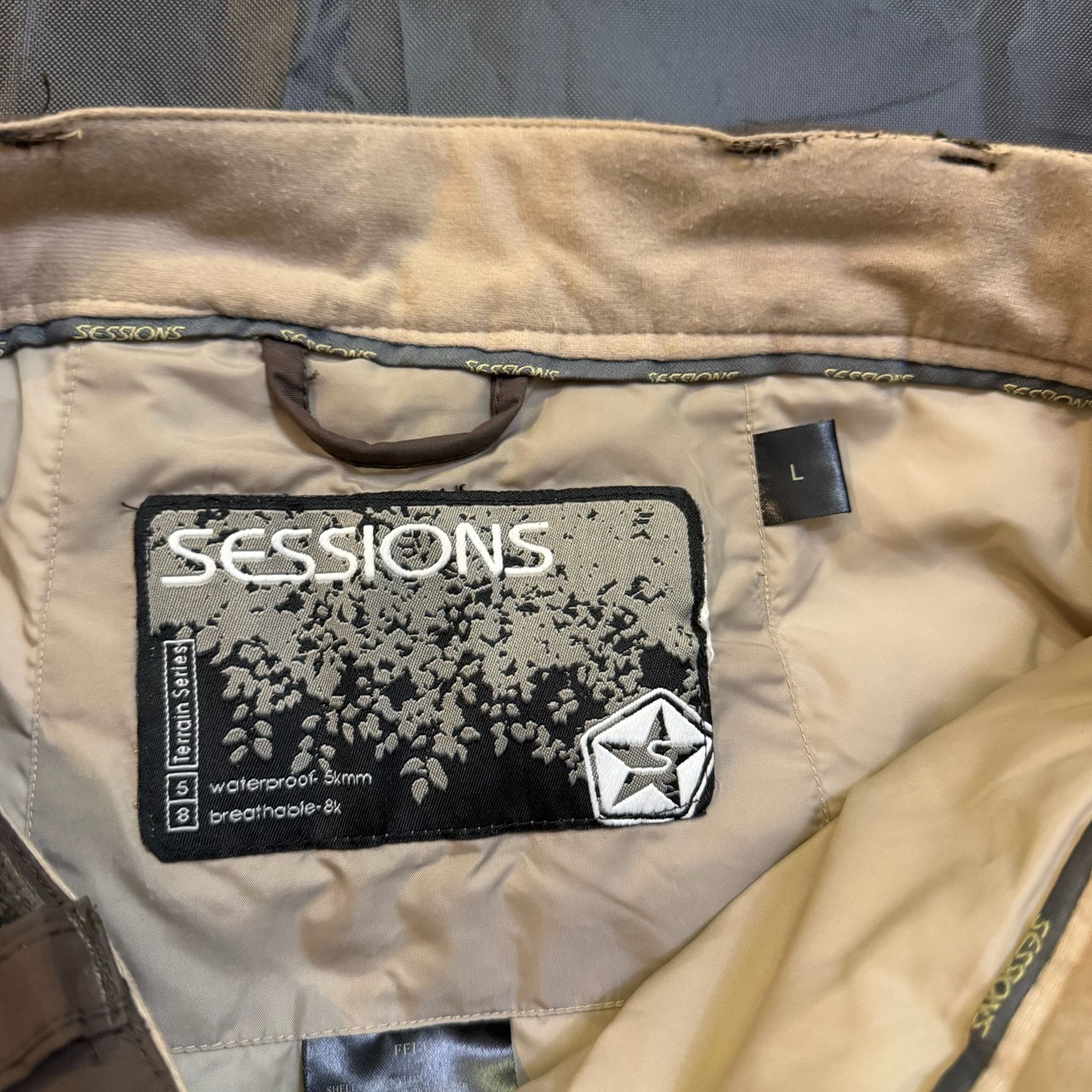 Sessions Kids Snowboard Ski Pants Brown Size L Waterproof Cargo 7
