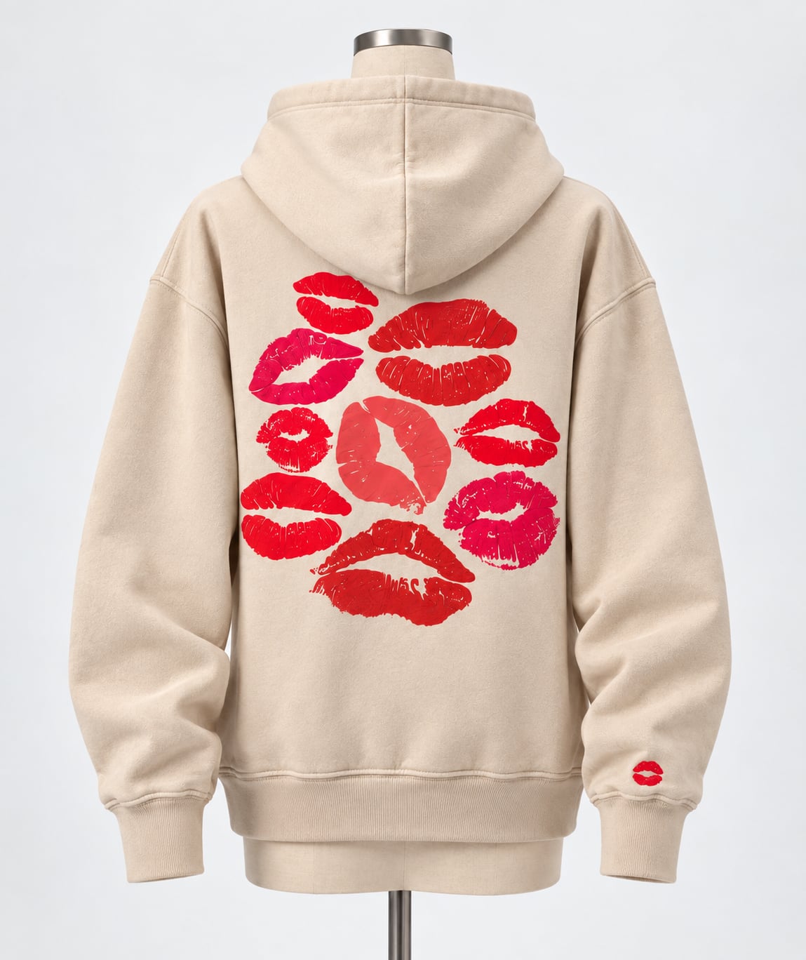 Affirmation Apparel Cream "Born to Slay" Multi-Kiss Graphic Hoodie Size: Small 4