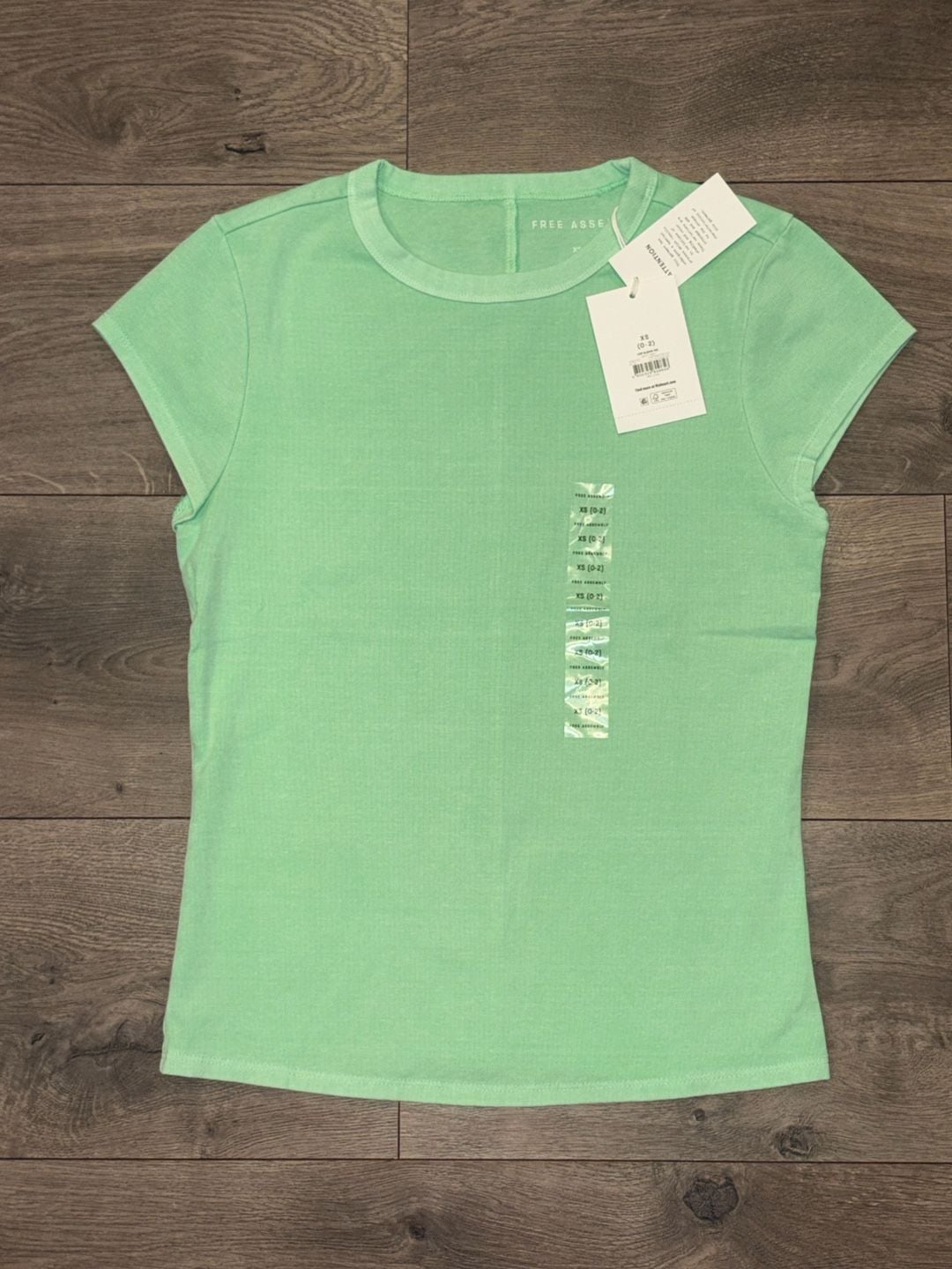 Free Assembly Cap Sleeve Tee Size XS (0-2) Sweet Mint Green Ribbed Top 2