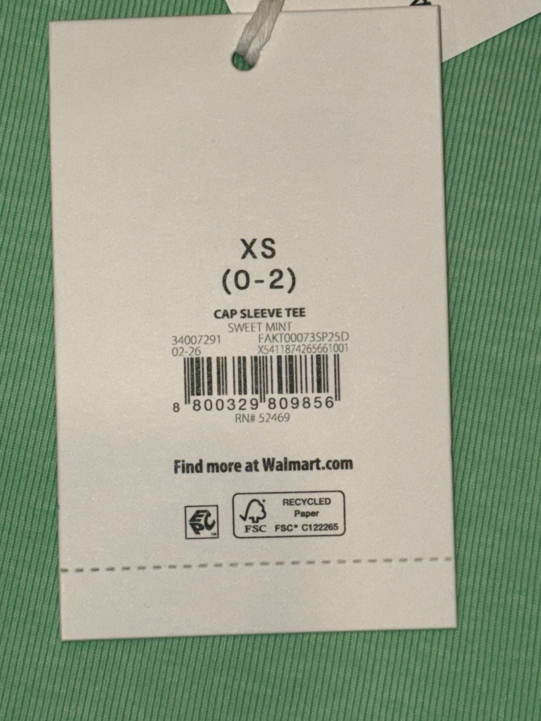 Free Assembly Cap Sleeve Tee Size XS (0-2) Sweet Mint Green Ribbed Top 3