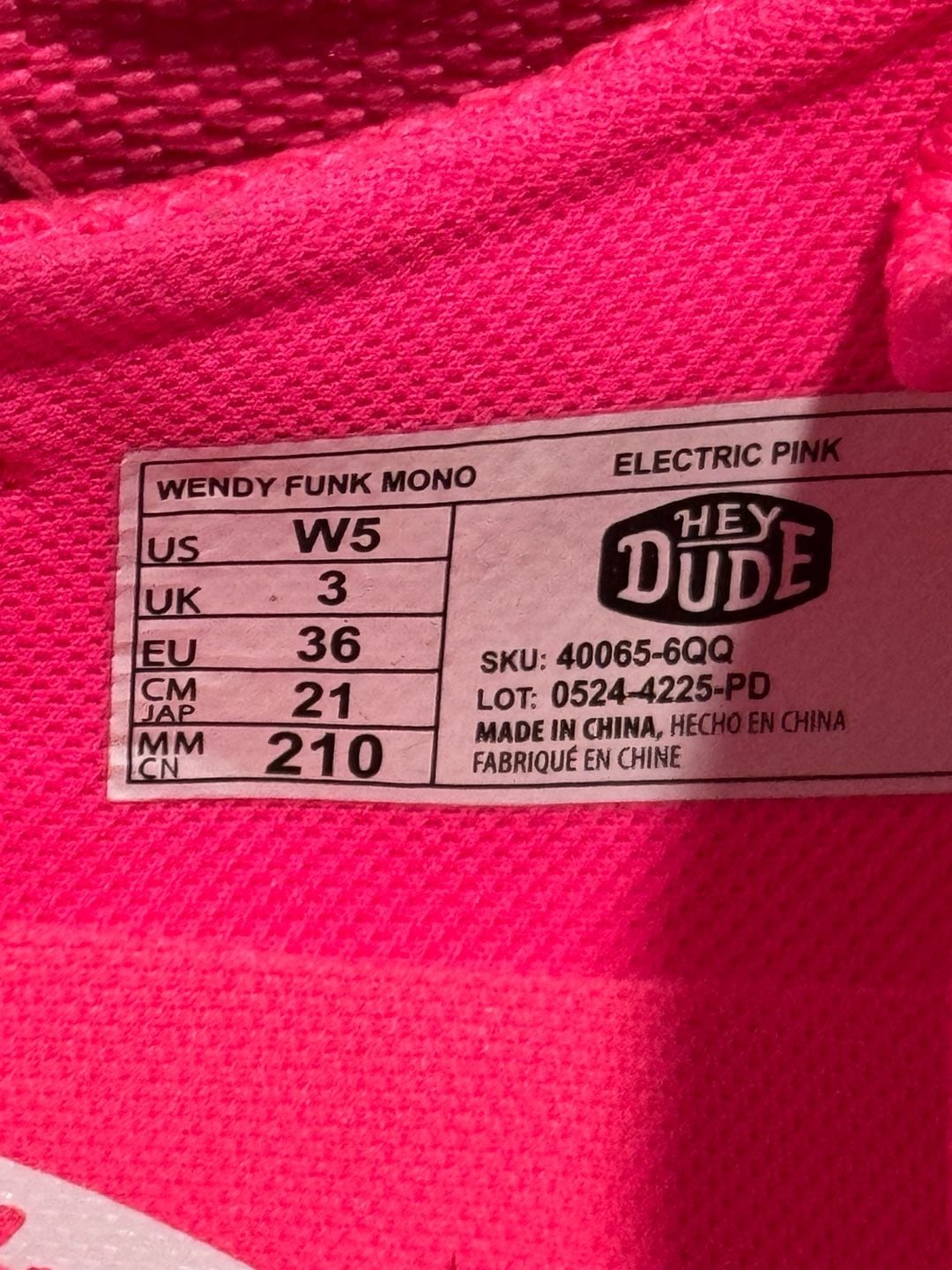 Hey Dude Wendy Funk Mono Size W5 Electric Pink Slip-On Casual Shoes 3