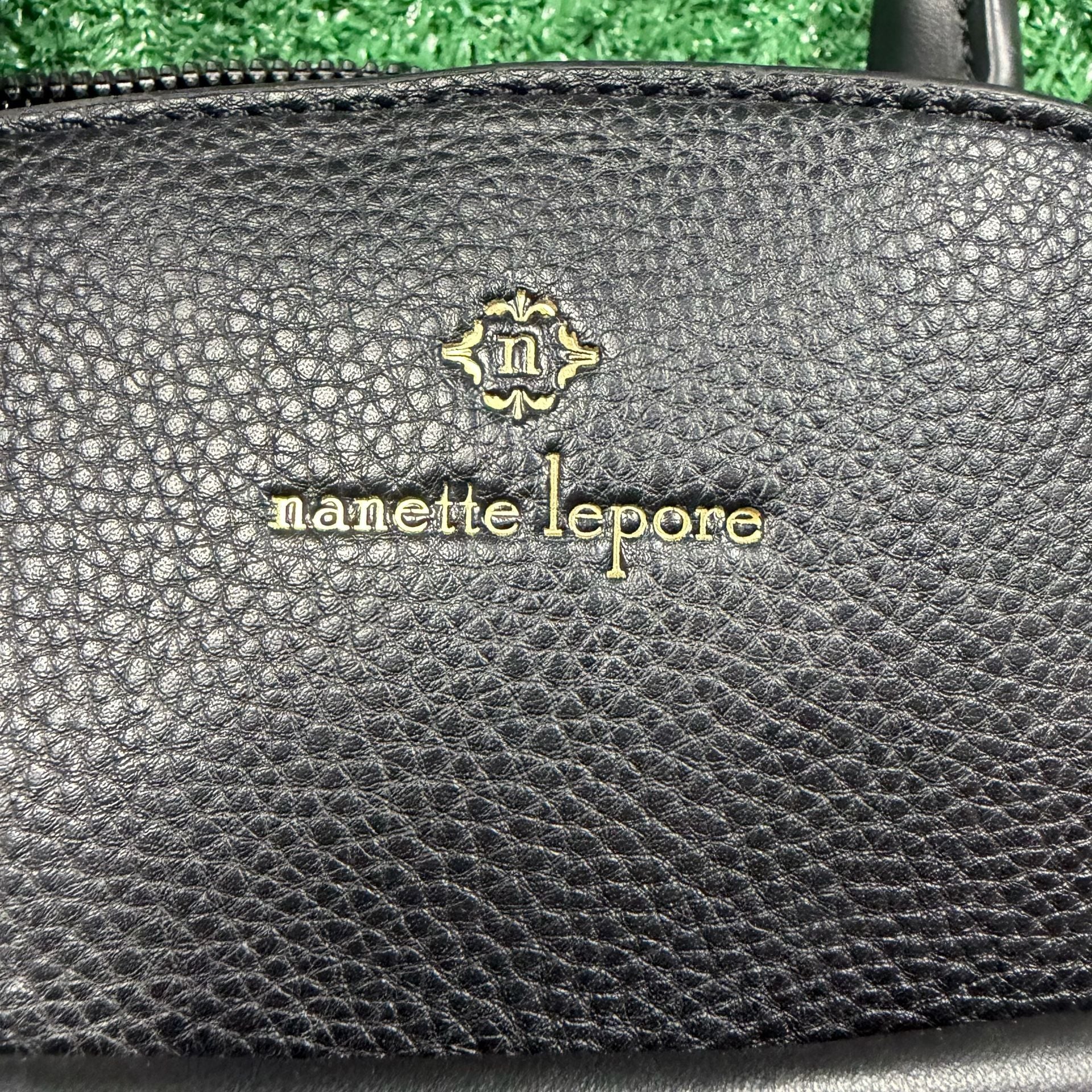 Nanette Lepore Black Pebbled Faux Leather Tote Handbag 3