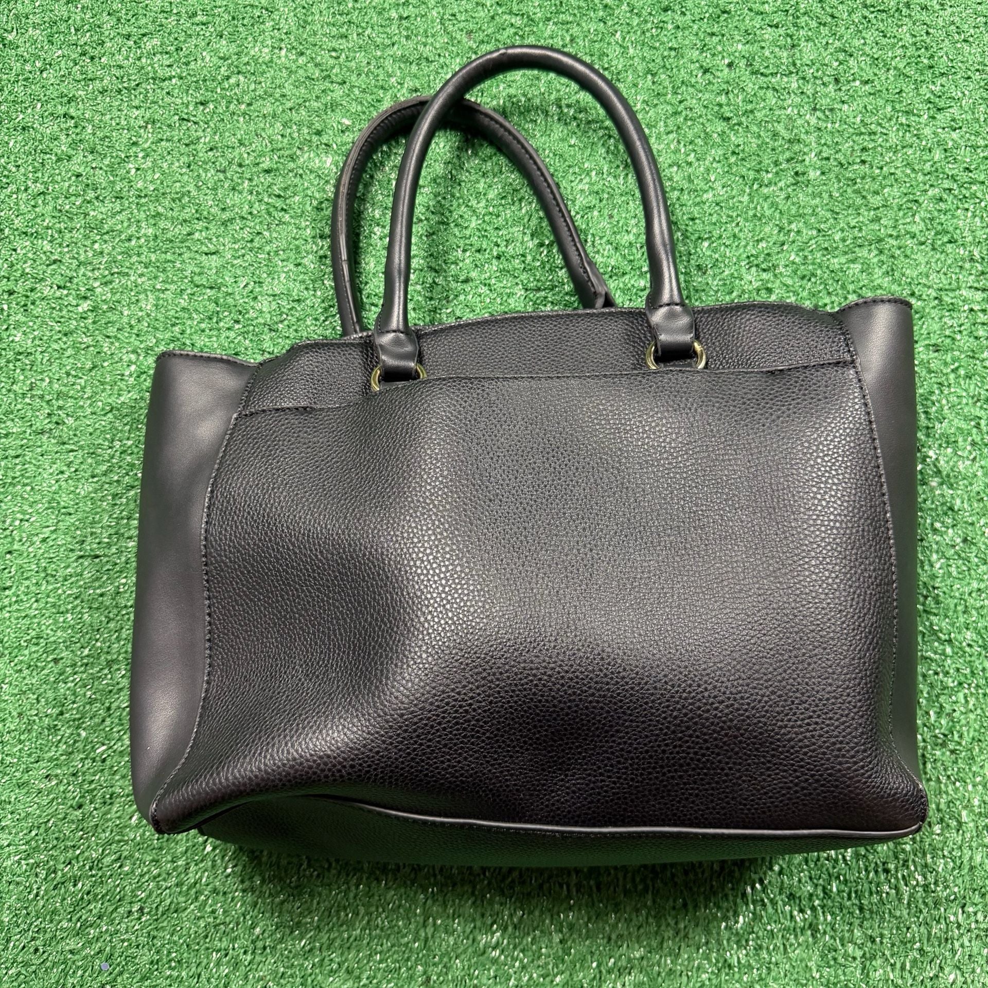 Nanette Lepore Black Pebbled Faux Leather Tote Handbag 4