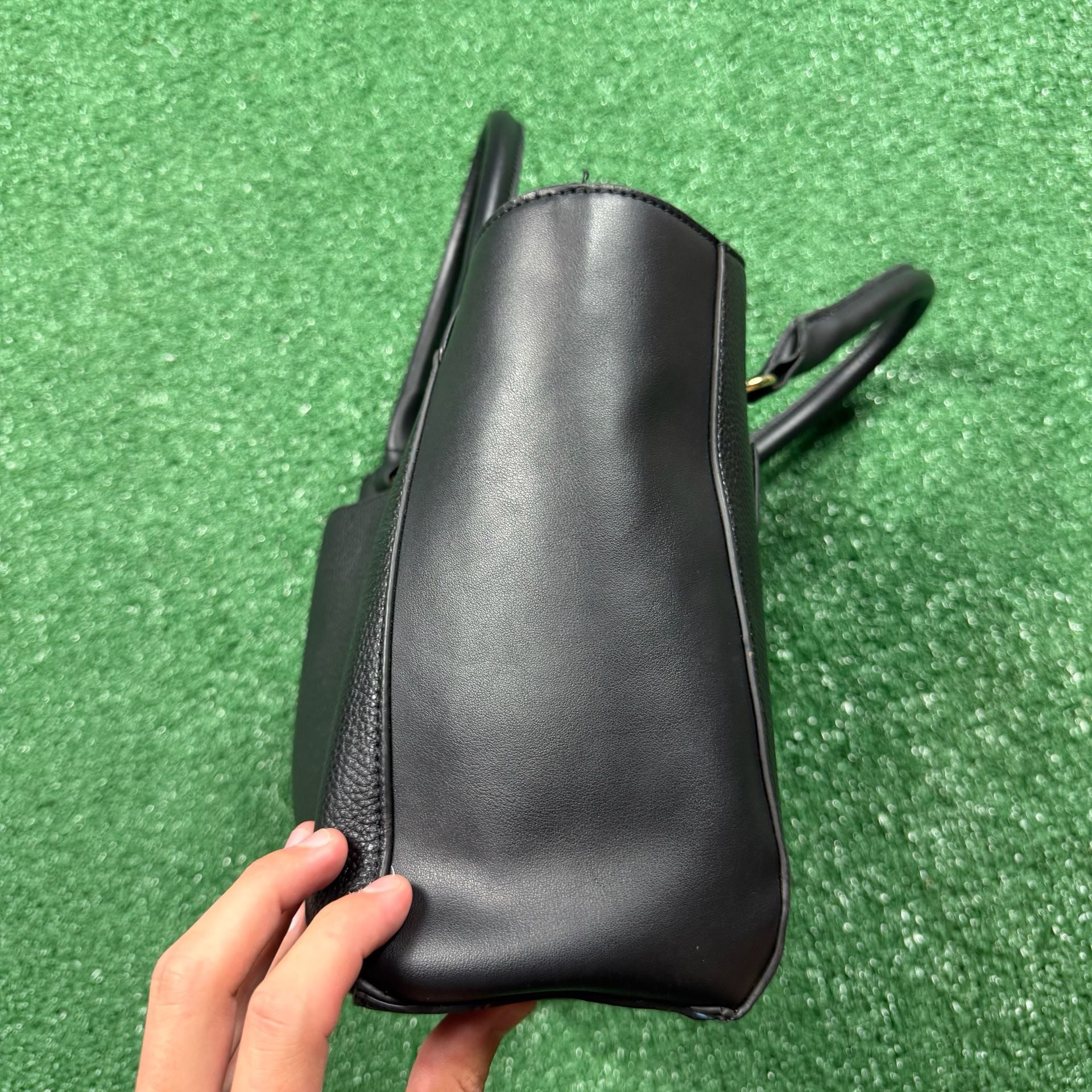 Nanette Lepore Black Pebbled Faux Leather Tote Handbag 6