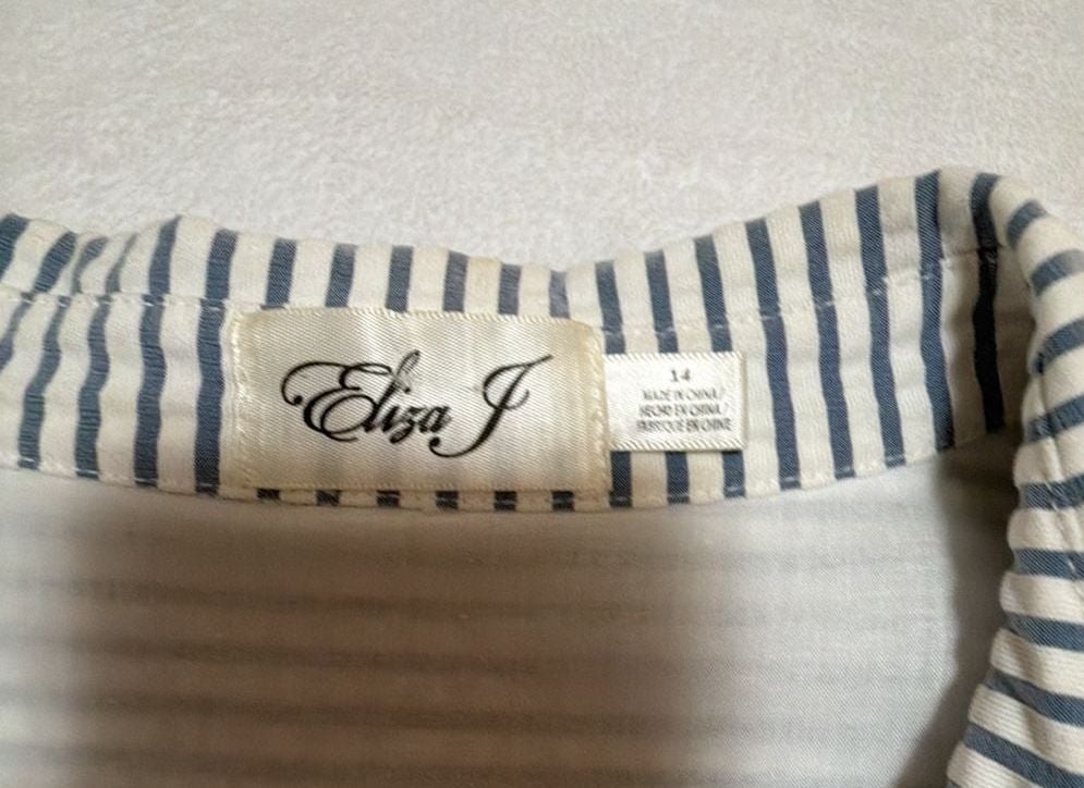 Eliza J Seersucker Fit and Flare Sleeveless Collared Mini Dress 4