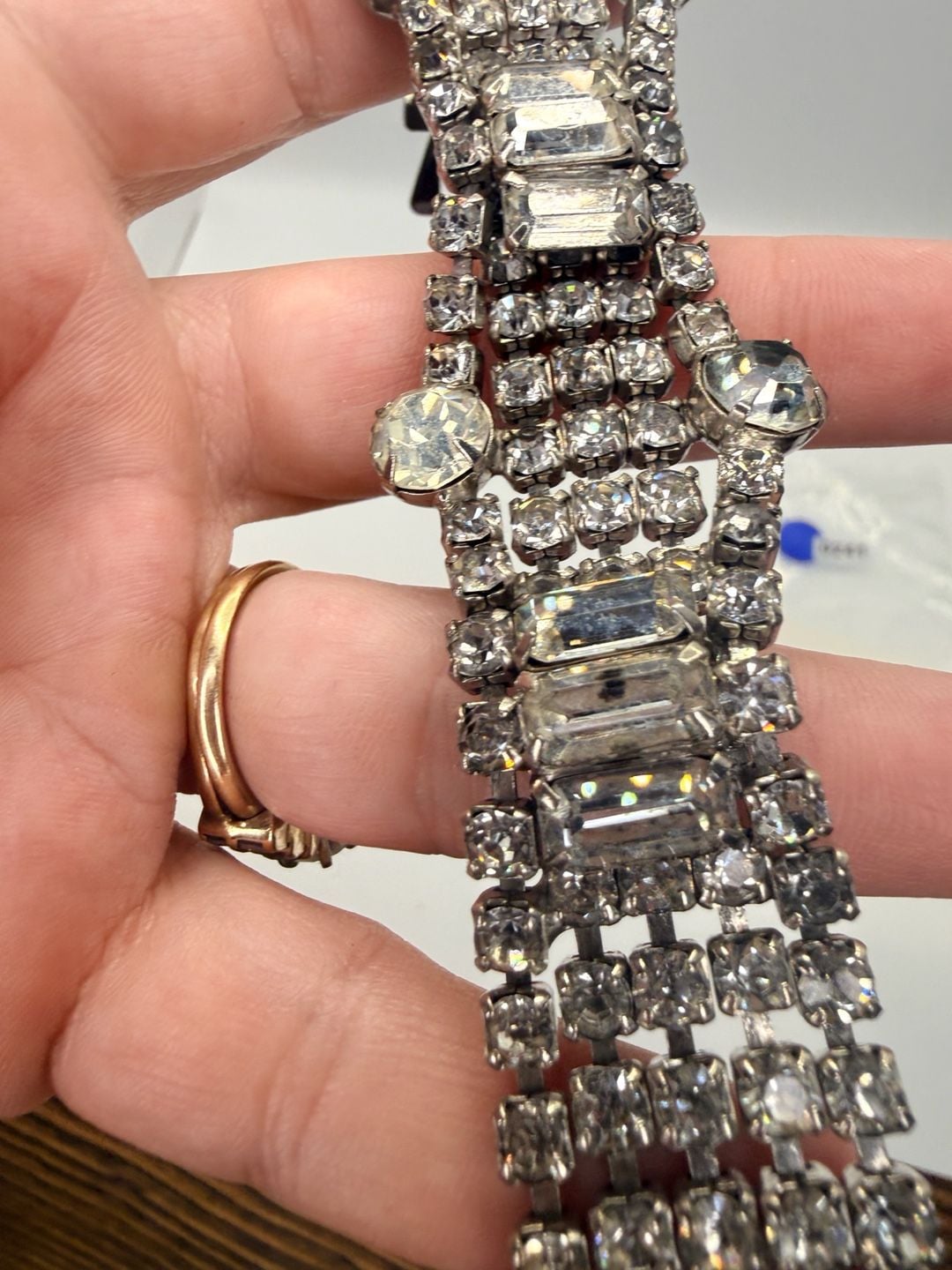 Vintage Rhinestone Bracelet Size 7 Inch Silver Tone 1