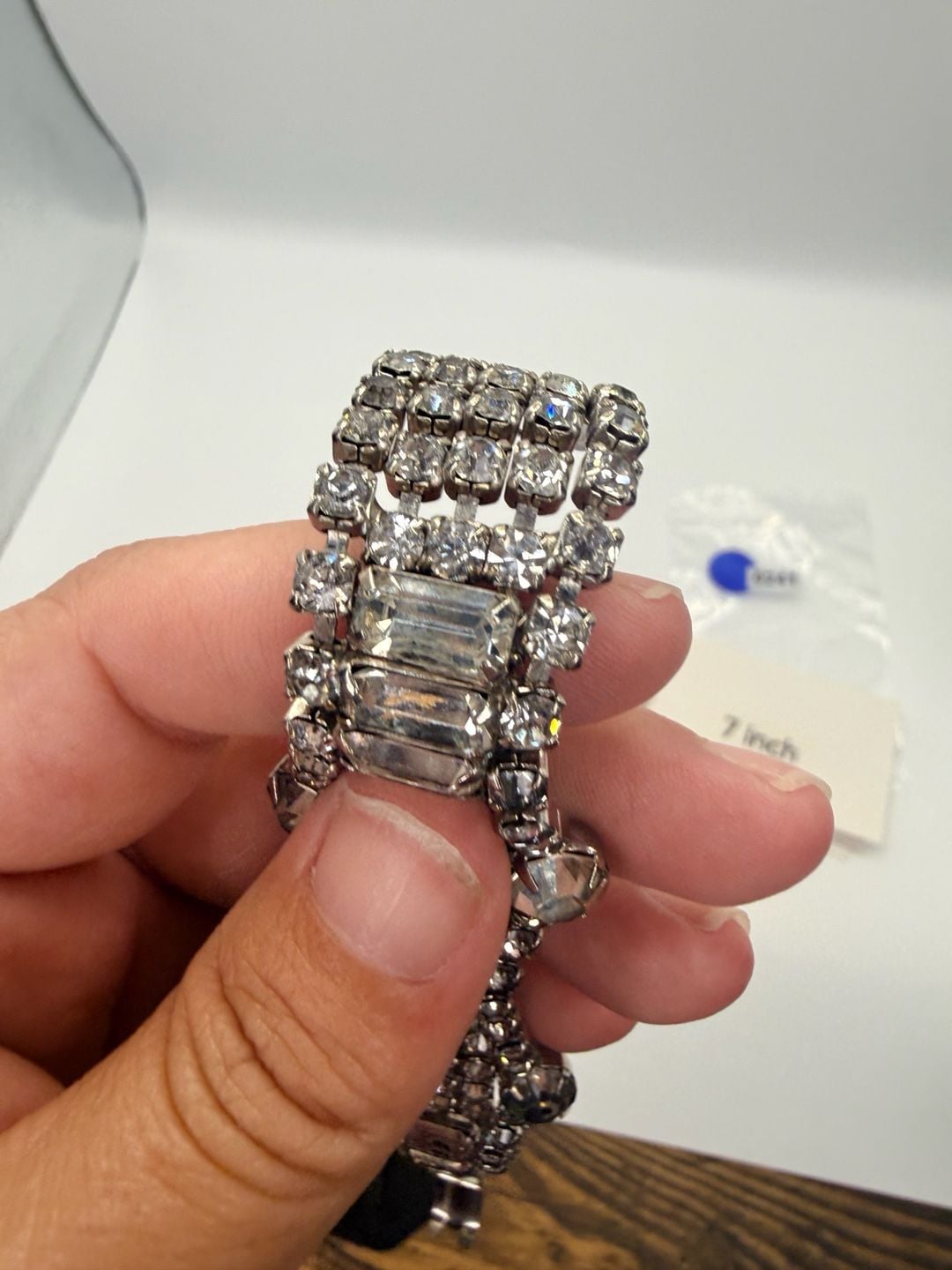 Vintage Rhinestone Bracelet Size 7 Inch Silver Tone 3