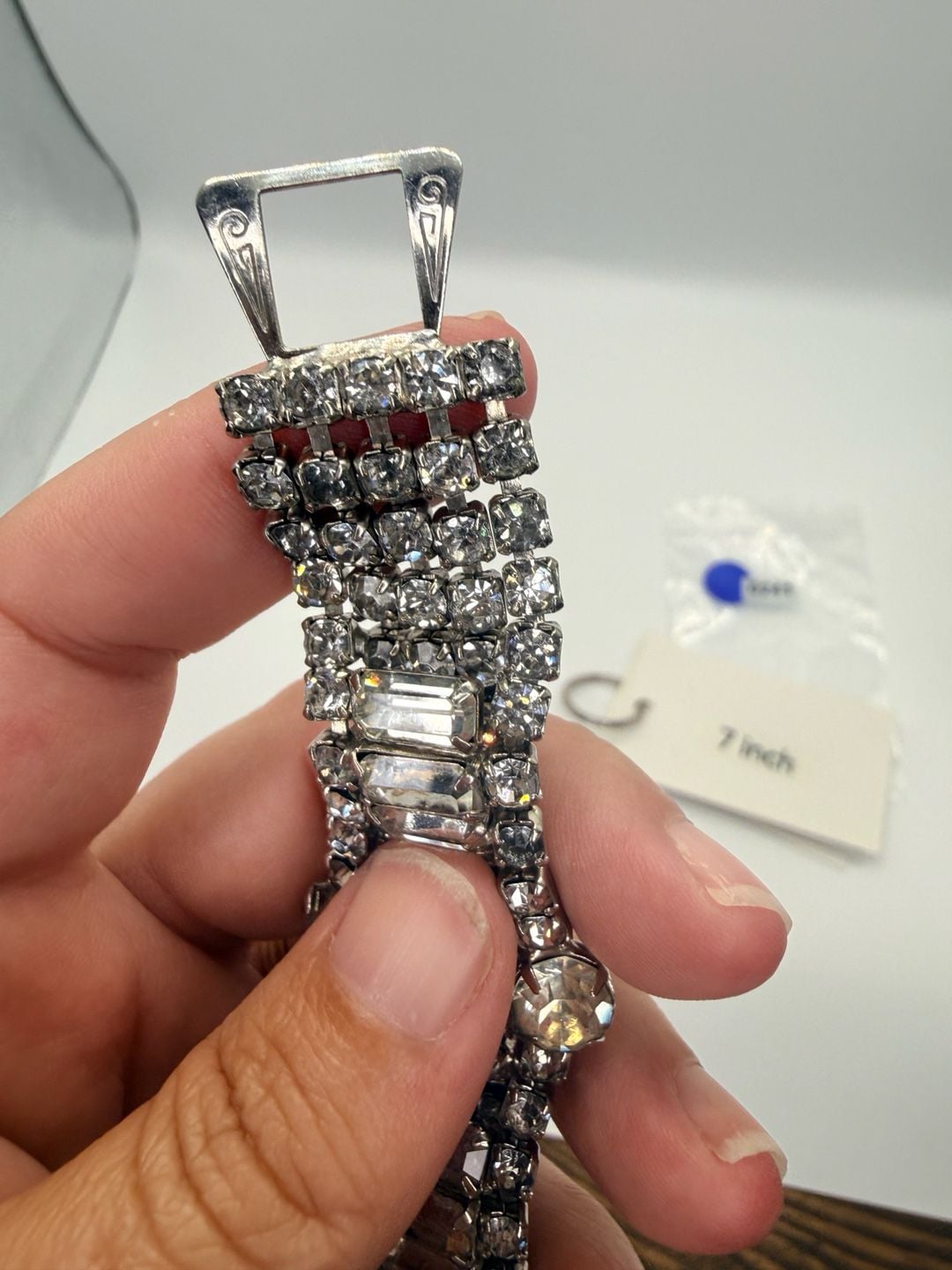 Vintage Rhinestone Bracelet Size 7 Inch Silver Tone 4