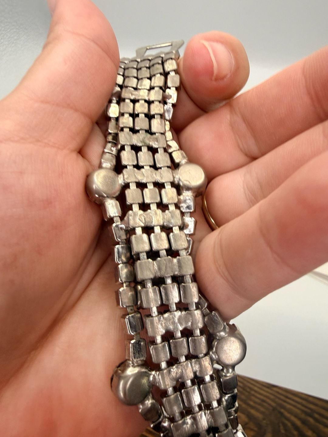 Vintage Rhinestone Bracelet Size 7 Inch Silver Tone 5