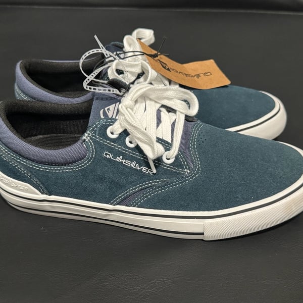 Quiksilver Aerial Shoes Size 8 Blue Leather Skate Sneakers New
