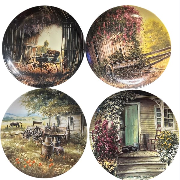 W.S. George Maurice Harvey Country Nostalgia Series Collector Plates Set of 4