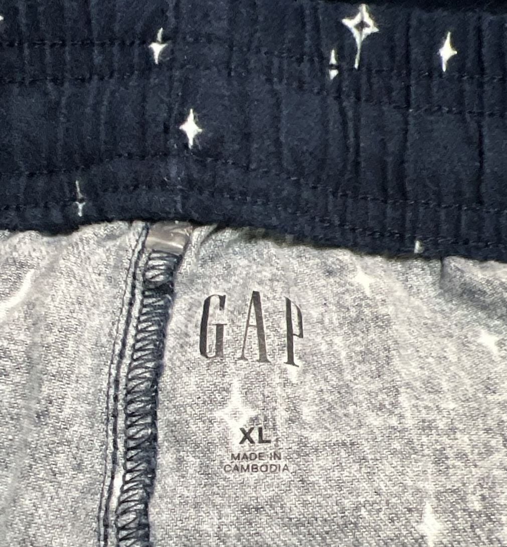 Gap Pajama Set Size XL Blue Star Print Long Sleeve V-Neck 3