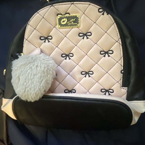 Luv Betsey by Betsey Johnson Quilted Bow Mini Backpack Pink Black