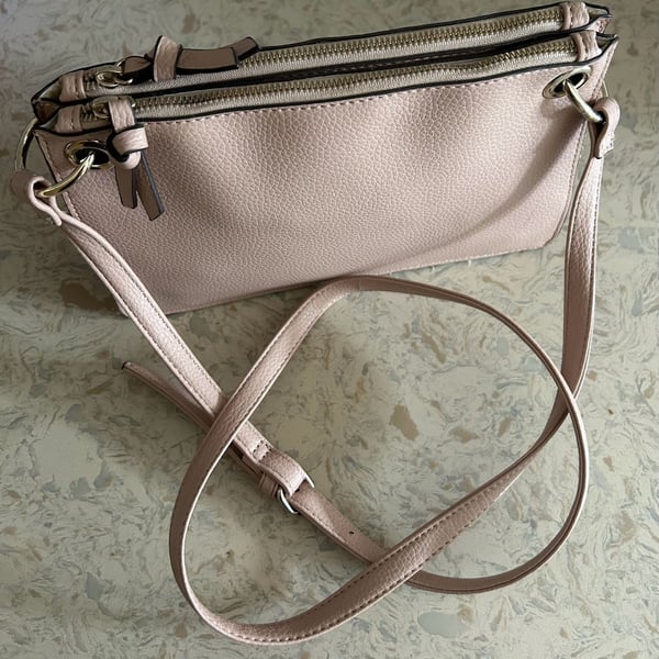 Nanette Lepore Pink Double Zip Crossbody Bag