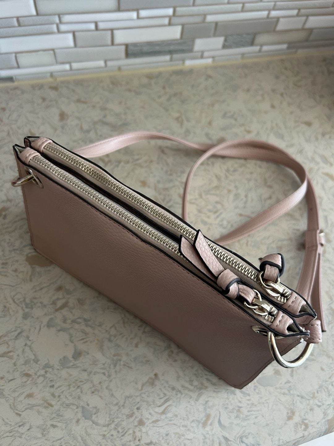 Nanette Lepore Pink Double Zip Crossbody Bag 3