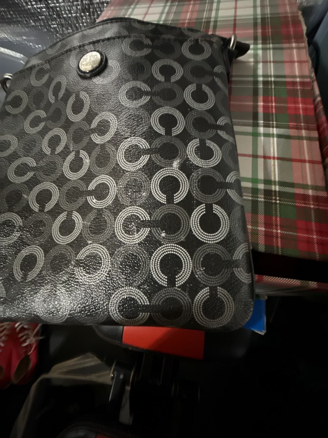 Coach Op Art Coated Canvas Crossbody Swing Bag Black Grey 5