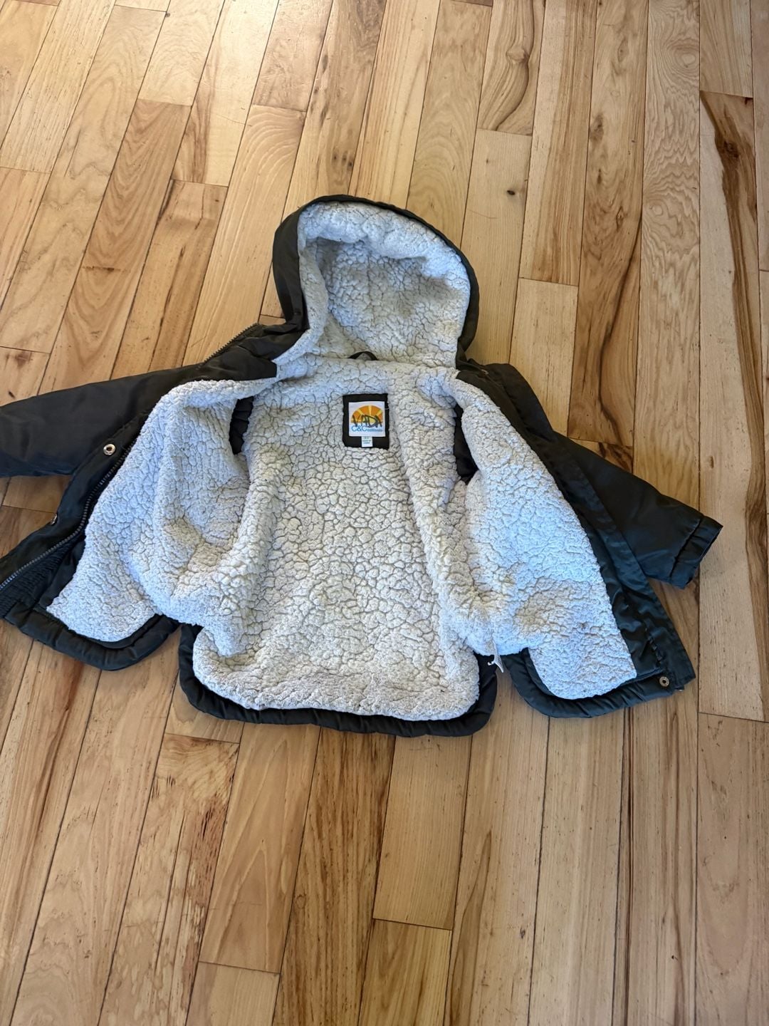 C&C California Puffer Jacket Size 3T Green Sherpa Lined Hooded Coat 5
